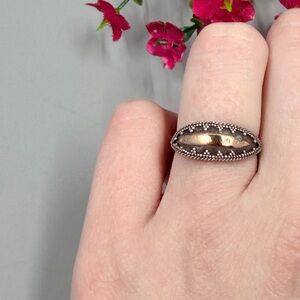 Vintage Solid 925 Sterling Silver and Gold Plated Accents Ring